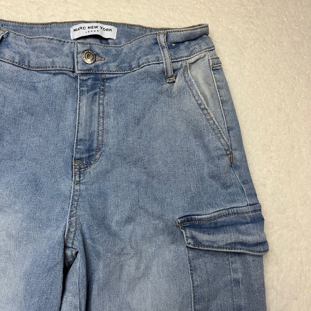 Marc‎ New York Jeans Womens 2 Light Wash Cargo Wide Leg Denim Pants 3581